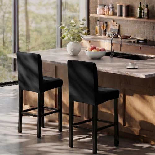 Image of FUANGUI Bar Stool Covers Set of 4, Waterproof Stretch Bar Stool Seat Covers | Washable Removable Bar Chair Covers with Backs Slipcovers, Bar Chair Covers Square for Kitchen Dining Room Cafe