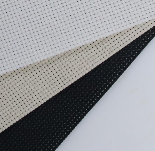 Image of KCS 3 pc of 15 inch x 18 inch(38cmx45cm) Counted Cross Stitch Cotton Aida Cloth Needlework Rolled Fabric Box,11CT,White+Oatmeal+Black