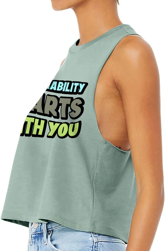 Sustainability Starts with You Racerback Cropped Tank - Art Women's Tank - Quote Tank Top