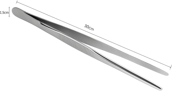 Busstier Stainless Steel Professional Chef Tweezers 30cm Ergonomic Design Durable Kitchen Tongs Ideal for Cooking Meat BBQ and Cake Decorating