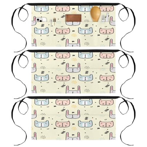 Demi-tablier de cuisine à poches lot de 3 pour protéger vos vêtements en pâtisserie et service