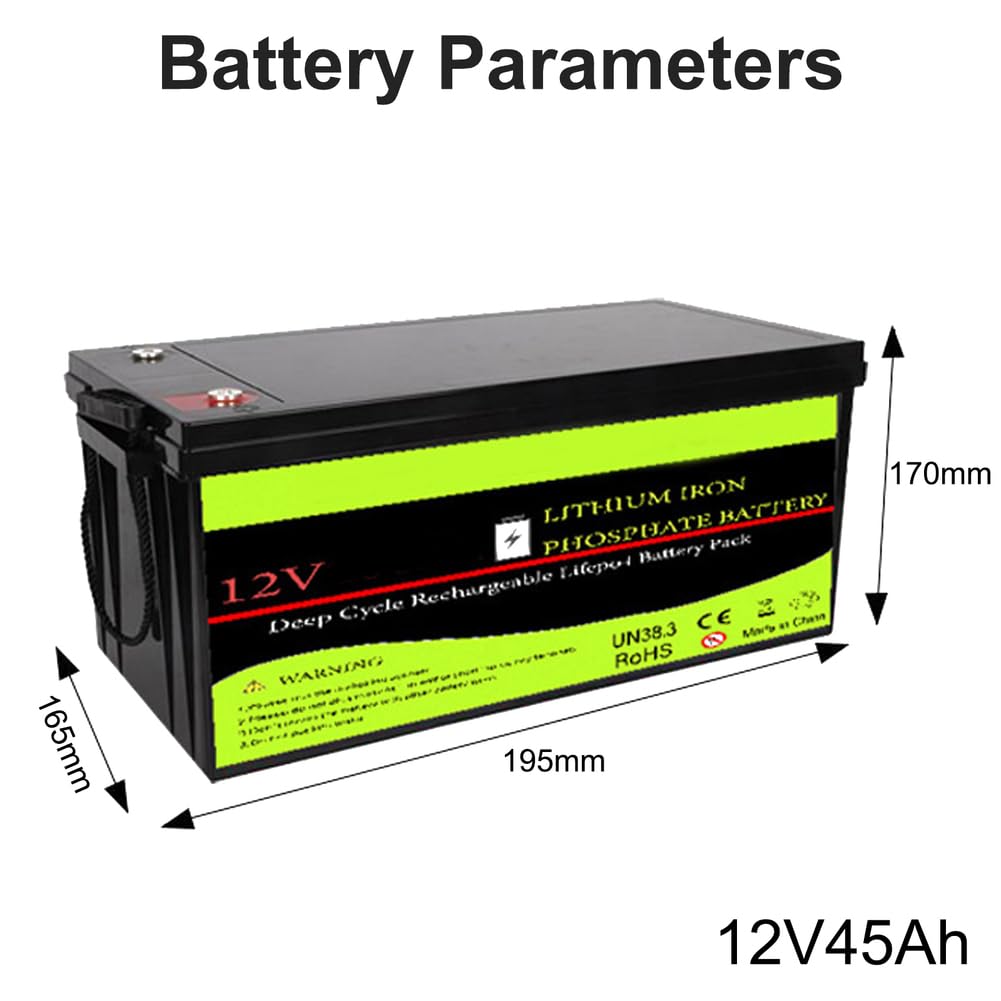 Batería de Litio de 12V LiFePO4 de 20Ah, 30Ah, 45Ah, 60Ah y 100Ah, en Lugar de baterías de Plomo-ácido con BMS para Almacenamiento de energía Solar en montacargas y RV.