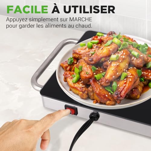 Plaque électrique 57x17 cm avec surface en verre pour garde-aliments - 4