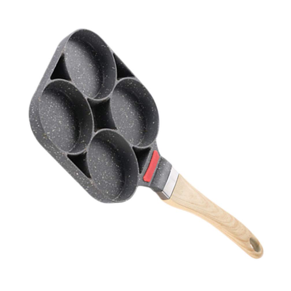 Cabilock 4fori Padella Per Uova Antiaderente Manic Legno Resistente Al Calore Per Cucinare Pancake e Frittate Casa Cucina
