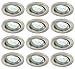 Produktbild Trango 12er Set LED Einbaustrahler 6729-122B Einbauleuchten, Deckenleuchten, Badleuchten, Strahler in Edelstahl-Look inkl. 12x 3000K warm-weiß LED Leuchtmittel schwenkbar