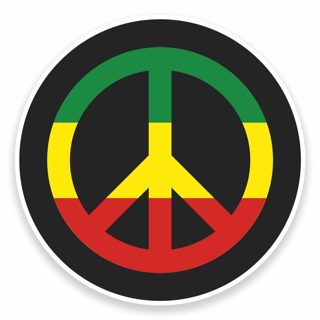 Destinationvinyl Multi 2 X 10Cm/100Mm Rasta Peace Symbol Jamaica Window Cling Sticker Car Van Campervan Glass #9481