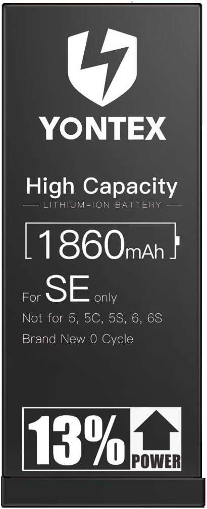 YONTEX 1860mAh Battery Compatible with iPhone SE, High Capacity Replacement Li-ion Battery with Repair Tools, Adhesive Strips and 1 Screen Protector