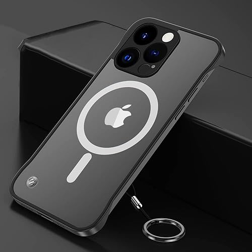 Omio - Funda magnética delgada para iPhone 15 Pro compatible con MagSafe, transparente mate, ultrafina, diseño sin marco, sin bordes con bucle para disponible en Yaxa Peru