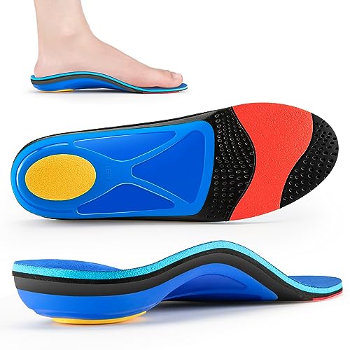 DACAT Orthopädische Einlegesohlen Fersensporn Einlagen Schuhe einlagen senkspreizfuß für Plantarfasziitis, Plattfuß Arbeitsschuhe Einlegesohlen Sport für Herren & Damen EU(46-47) Blau