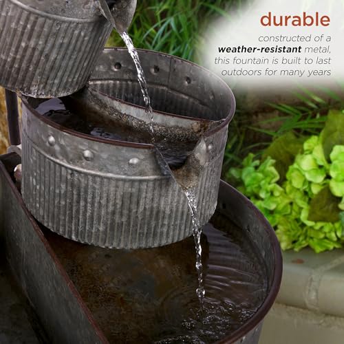 Alpine Corporation YHL684 Outdoor Floor 3-Tier Vintage Tubs And Planters Fountain thumb #6