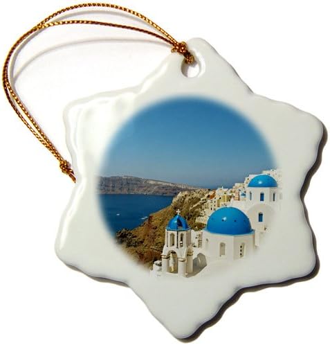 3dRose ORN_137340_1 Oia on The Island of Santorini, Greece Eu12 Dny0008 David Noyes Snowflake Ornament, Porcelain, 3-Inch
