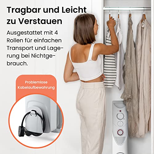 Foto von Pro Breeze 2500W Ölradiator energiesparend - Elektro Heizkörper mit 11 Rippen, integrierter Zeitschaltuhr, 3 Heizstufen, regulierbaren Thermostat und Sicherheitsabschaltfunktion