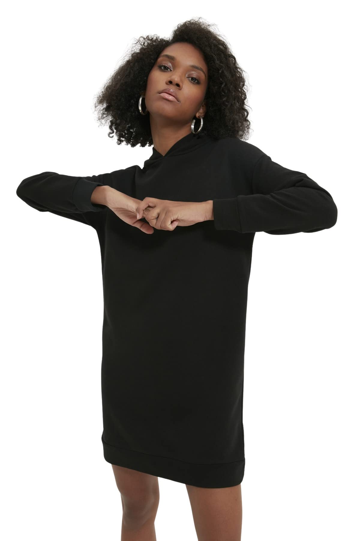 Trendyol Mädchen Schwarz Women Mini Shift Regular Knit Dress Black