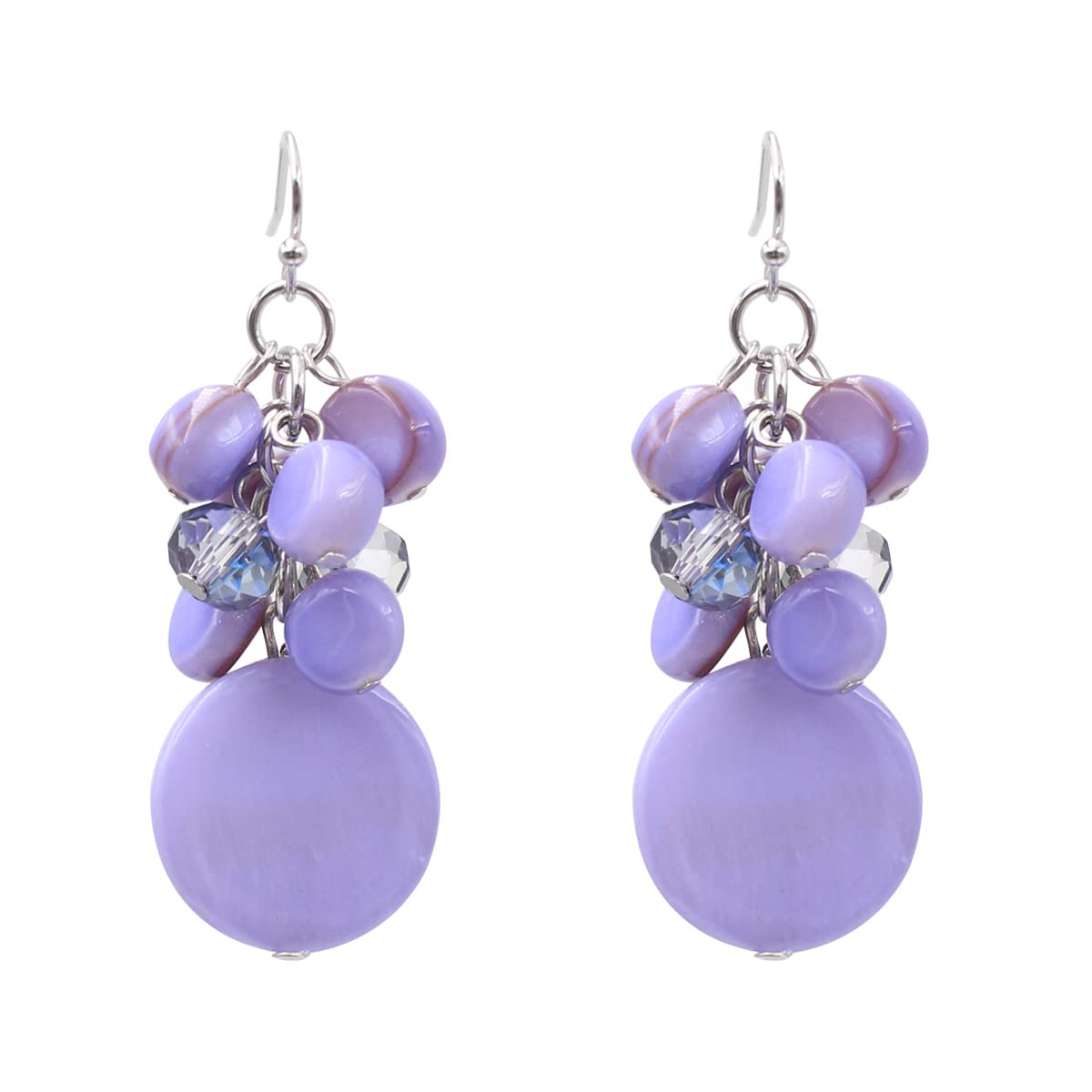 Jules D.Colorful Dangle Earrings Natural Shell Cluster Beads Drop Earrings for Women Dangling