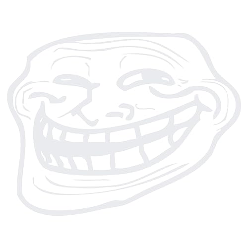 Internet Troll Face Meme - 6.0"x4.8" - Vinyl Decal Sticker - Glosswhite
