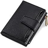 Airkit Small Wallet Women RFID Blocking Soft Leather Bifold Compact Card Holder Wallet for Women with Zipper Coin Pocket 4 ID Window
