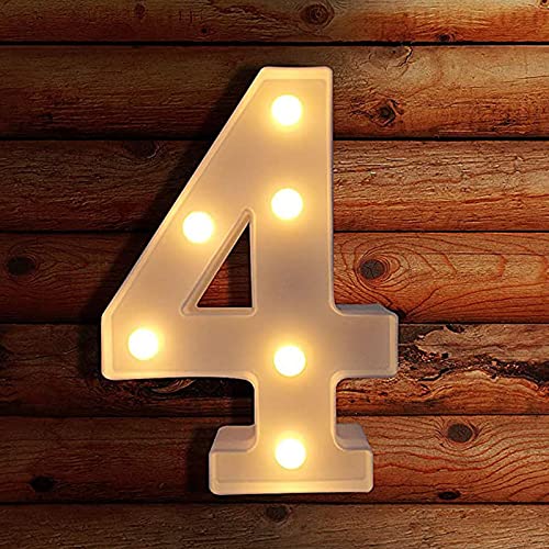 Younoo1 LED Number Lights – 0-9 Digits Light LED Sign Number Light for Weddings, Birthdays, Parties, Christmas, Night Lights, Home Bar Decoration (4), Multicolored