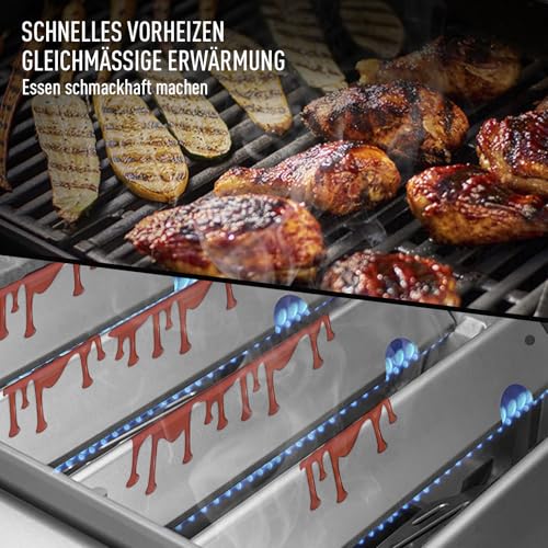 66032 Edelstahl Flavorizer Bars für Weber Genesis II/LX 300, Aromaschienen für Weber Genesis GS4 II LX E/S-340 E-310 E-315 E-335 E-330 S-335 Grills, 43.5cm Heizplatten Ersatz für Weber 66032/66795