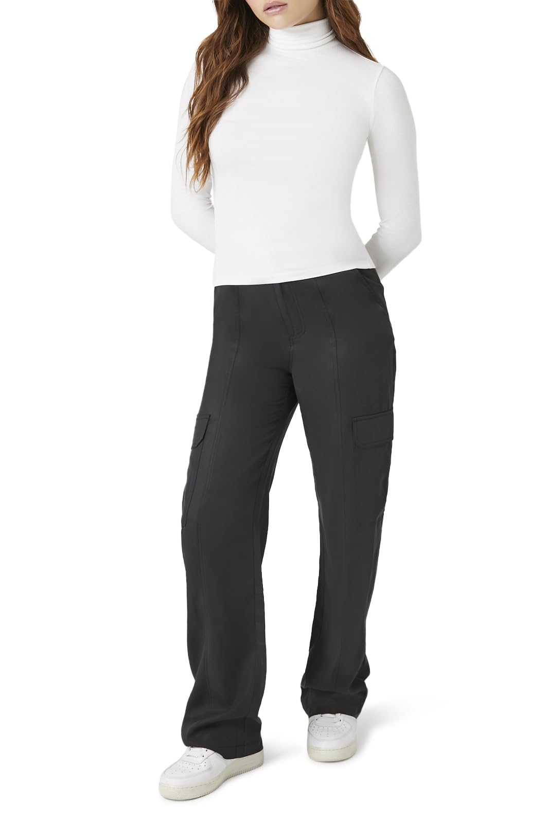 Forever 21 Womens High-Rise Wide-Leg Cargo Pants