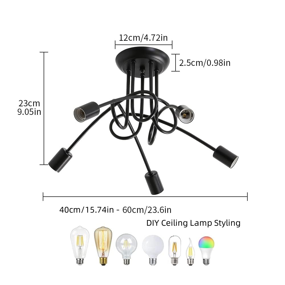 Set Van 3 Industriële Hanglamp Slaapkamer E27 Kroonluchter Retro 26cm Plafondlamp Voor Woonkamer Zwart