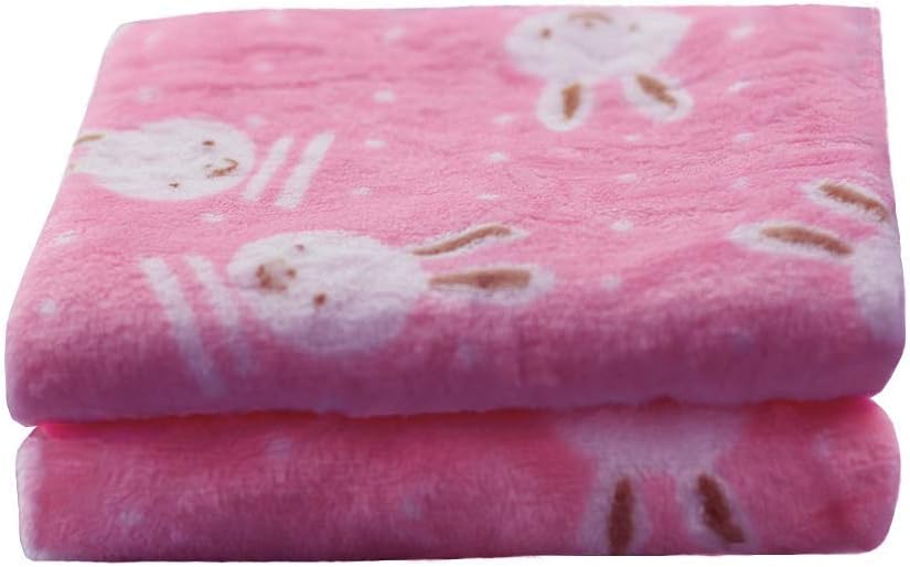 ANIAC Pet Soft Throw Blanket with Cute Rabbit Pattern Fluffy and Warm Bed Covers for Dogs Cats and Other Animals (29.9 Inch21.5 Inch, Pink)
