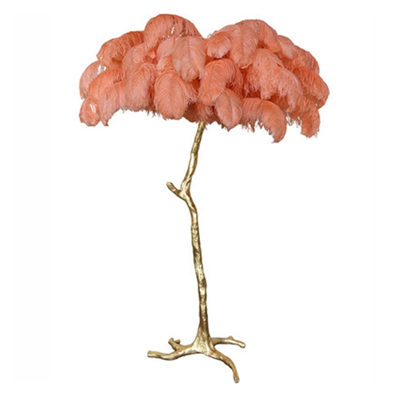 SMTYXS Nordic Design Ostrich Feather Floor Lamp Atmosphere Modern Indoor Lighting for Living/Model Room Decor Salon Bedroom Kitchen Elegant Luxurious(Dia110 h200cm Copper,Orange)