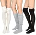 STYLEGAGA Winter Slouch Top Over The Knee High Knit Boot Socks (One Size:XS to M, Slouch Top_3Pair)