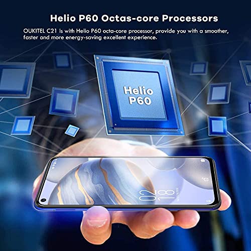 Oukitel C21 Unlocked Smartphone, Android 10 Unlocked Cell Phone With Dual Sim 64Gb/4Gb 20Mp Selfie Helio P60 6.4'' Fhd+ Octa Core 4000Mah Face Id + Fingerprint Gsm 4G, Gps, Bluetooth, Wifi #TOP1