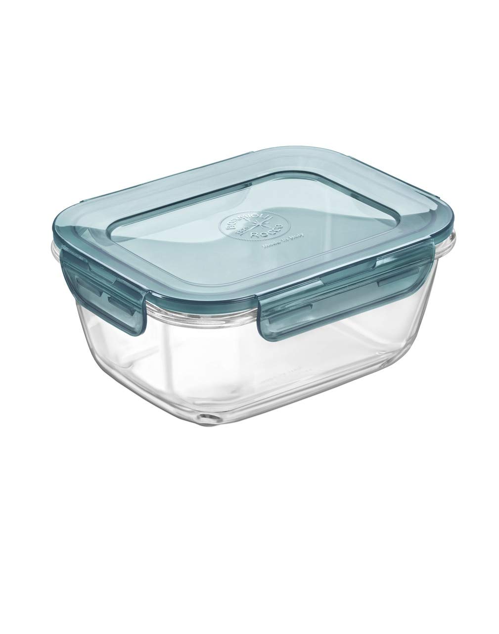 Bormioli Rocco Frigoverre Evolution Collection - Rectangle Container - 1L (33.75oz) - Slate Blue Lid