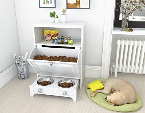 Roomfitters Modern Pet Feeding Station Furniture with 2 Elevated Dog Bowls, Pull Out Design, Pet Food Cabinet, Pet Toy… - Image 4
