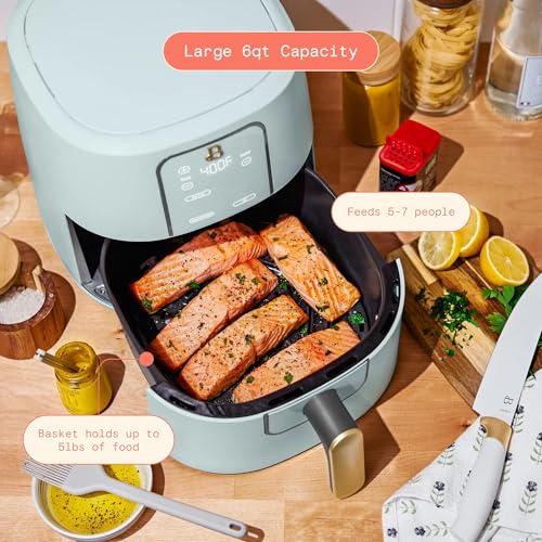 6 Quart Digital Air Fryer, Large Touch Screen Air Fryer with Programmable Time & Temperature Control, 4-in-1 Roast Reheat Dehydrate, Nonstick Design (Hydrangea) - Image 4