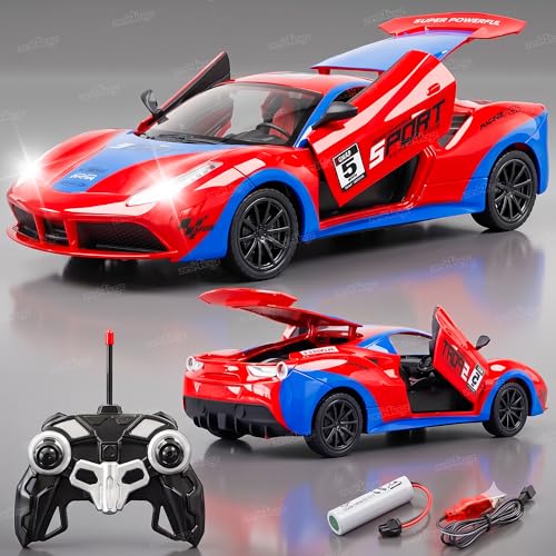 Image of Zest 4 Toyz Remote Control Car Toy for Kids Adults | Rechargeable Drift RC Car | Remote Openable Doors High Speed Sports Racing Car with LED Lights & Sound | Birthday Gift for Boys
