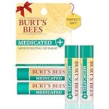 Burt's Bees 100% Natural Medicated Moisturizing Lip Balm with Menthol & Eucalyptus - 2 Tubes
