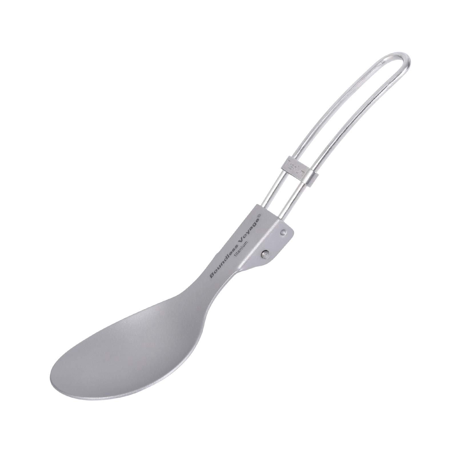 iBasingo Titanium Folding Spoon Camping Cutlery Soup Rice Spoon Outdoor Travel Portable Tableware Small Lightweight Flatware Business Trip Picnic Hiking Fishing Dinnerware with Pouch Ti1021T
