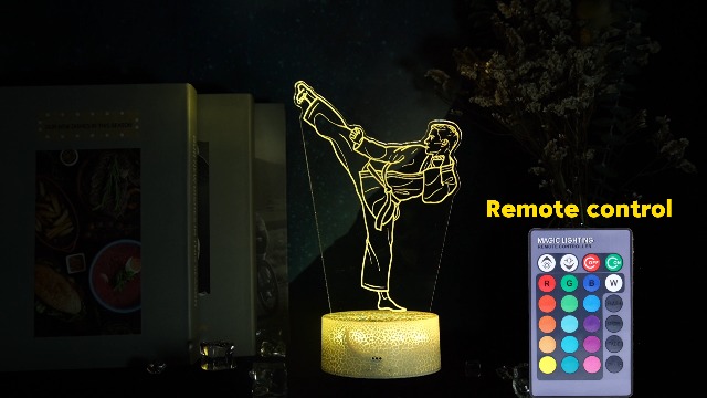 Image of Karate Night Light, Karate Gifts, Taekwondo 3D Illusion Lamp with 16 Colors Changing, Timer, 4 Flash Modes and Dimmable, Kids Boys Girls Room Decoration, Holiday Xmas Gifts