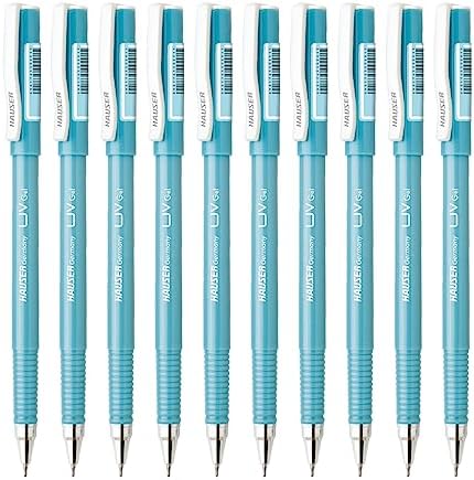 Hauser UV Gel Pen Wallet Pack | Ensures Smoothness & Durability | Waterproof Ink for Smooth & Smudge Free Writing | Blue Ink, Pack of 10 Pens