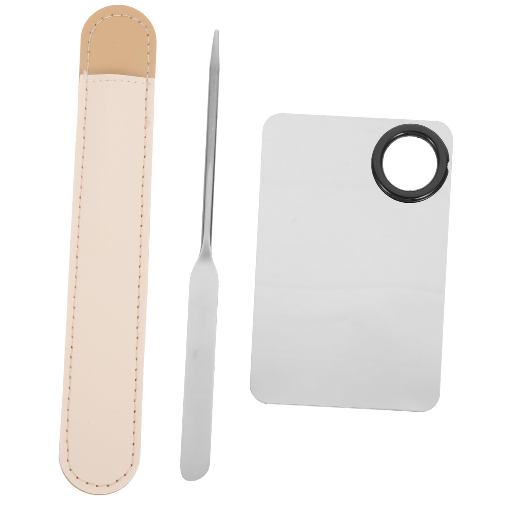 OHPHCALL 1 Set Palette Stick Makeup Lip Gloss Makeup Plate with Spatula Foundation Spatula with Spatula Tool Makeup Tool for Mixing Paint Scraper Skincare Nail Art Tool Stainless Steel