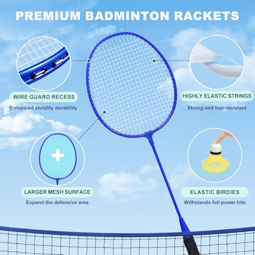 Image of BAGAIL Badminton Net, Height Adjustable Kids Volleyball Net, Foldable Nylon Net 10 ft /14ft /17ft Wide, Tennis Net, Small Pickleball Net for Backyard Game and Indoor Outdoor Use, Easy Setup