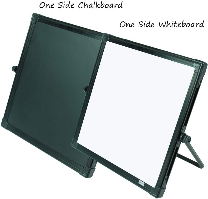 Small Desktop Dry Erase Board Whiteboard - White Board & Black Board, 10"X10" Portable Magnetic Easel Tabletop Dry-Erase Board for Kids Home,School,Office