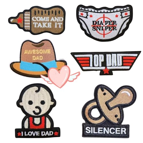 Image of 6Pcs Daddy Morale Tactical Funny Embroidered Patch Baby Gear Patches with Hook and Loop, Humorous Military Father Repair Patches Appliques for Backpacks, Bags, Clothes, Hats, Vests