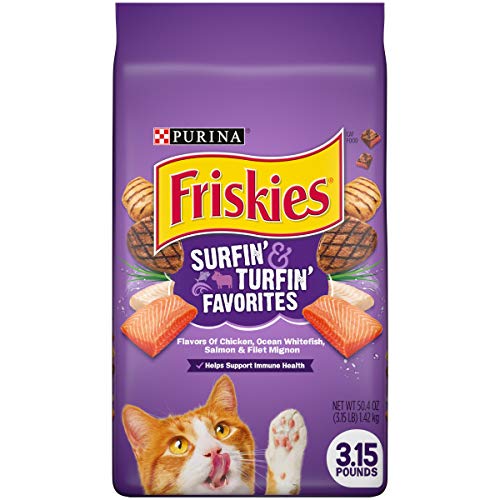 Purina Friskies Dry Cat Food, Surfin' & Turfin' Favorites - (4) 3.15 lb. Bags