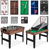 Best Choice Products 13-in-1 Combo Game Table Set w/Ping Pong, Foosball, Basketball, Air Hockey, Sling Puck, Archery, Shuffleboard - Walnut