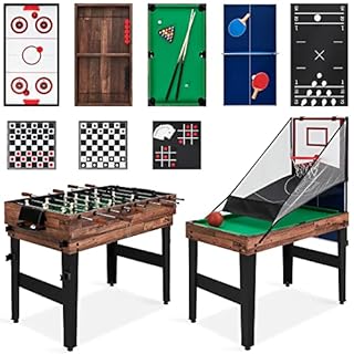 Best Choice Products 13-in-1 Combo Game Table Set w/Ping Pong, Foosball, Basketball, Air Hockey, Sling Puck, Archery, Shuffleboard - Walnut