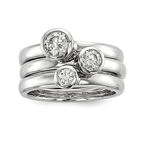 925 Sterling Silver Set Of Three Stackable Cubic Zirconia Cz Band Rings Size 6.00 Ring Fine Jewelry For Women Gifts For Her