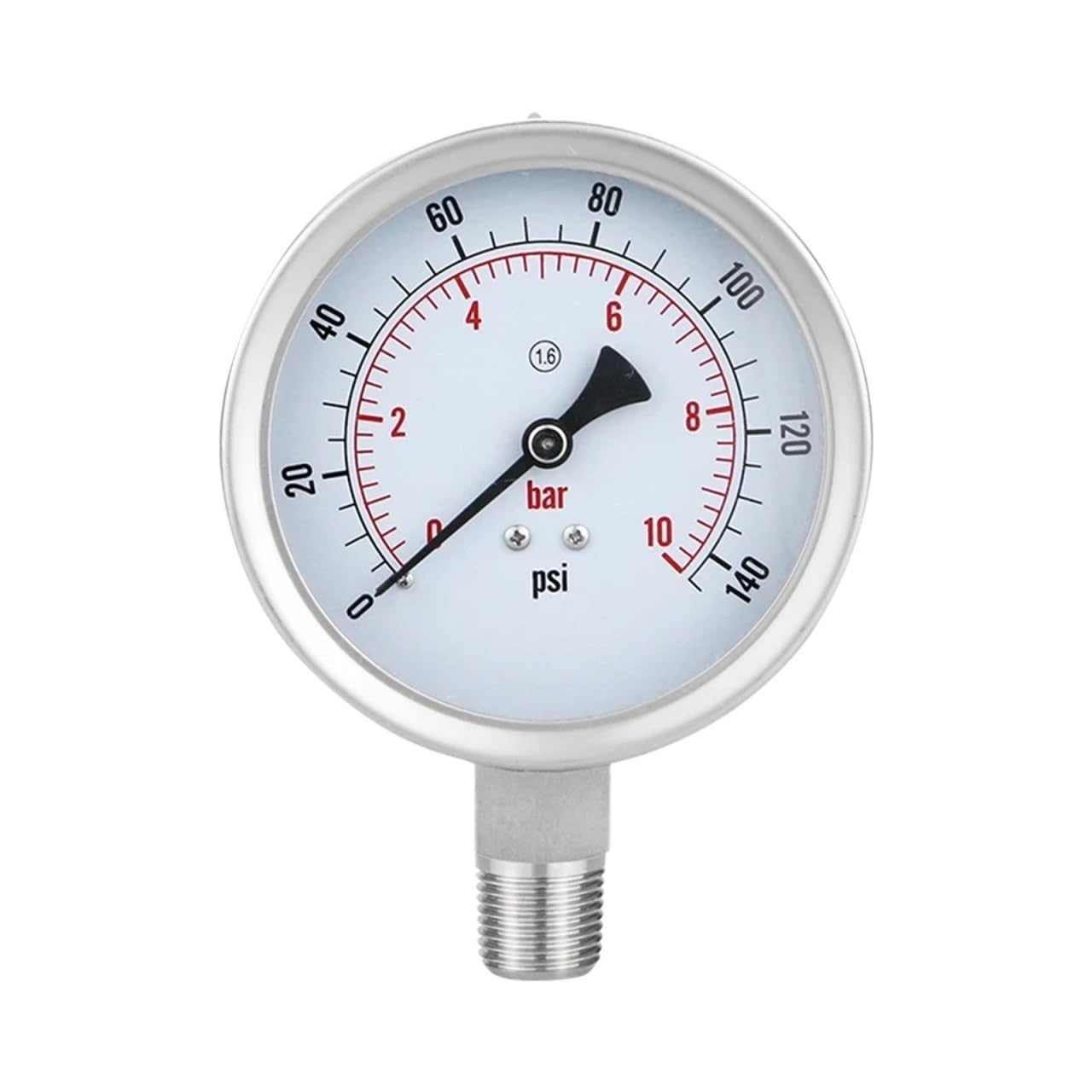 Manómetro de 100,5 mm para Filtro de Tanque, dial de presión de Agua, manómetro hidráulico, Rosca Zg1/2-40-200 ℃, 1-2500 Bar (Color: NPT 1-2 con Aceite, tamaño: 0-6 Bar)