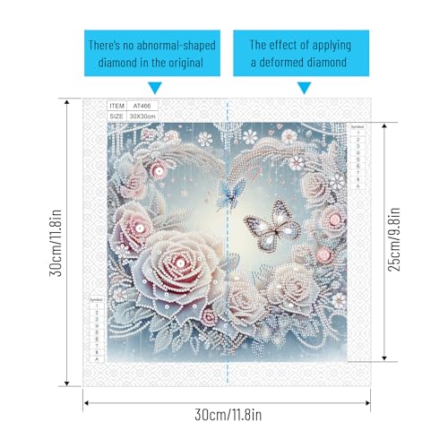 Image of Diamond Art Painting Kits for Adults, 5D Special Shape Diamond Art Kits for Beginners, Crystal Rhinestones Diamond Art Painting for Home Wall Decoration Gift 12x12 inch, Flowers and Butterflies