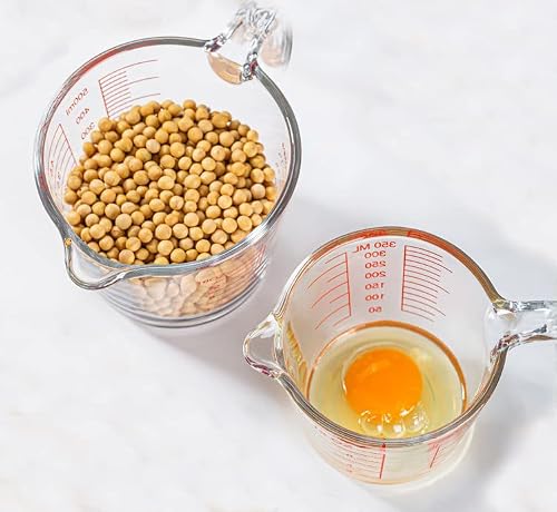 2 Pc Meausuring Cup Set，Essential Kitchen Tools, 2 Piece Glass Measuring Cup Set Glass Liquid Measuring Cups, Dishwasher, Freezer, Microwave (2 Pc Meausuring Cup Set) #TOP2
