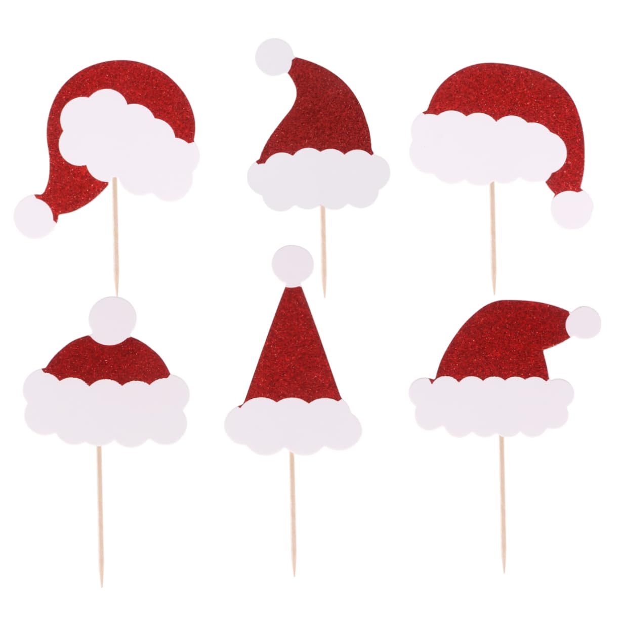 NAMOARLY 24pcs Cake Topper Christmas Food Picks Cocktail Pick Santa Hat Xmas Party Supplies Appetizer Pick Christmas Cake Decorations Christmas Decor Xmas Cake Picks Holiday Snack