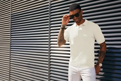 Image of DENIMHOLIC Cotton Knitted Polo T Shirt for Man | Ribbed Textured Knit Polo Mens Tshirts | Collar T Shirts for Men