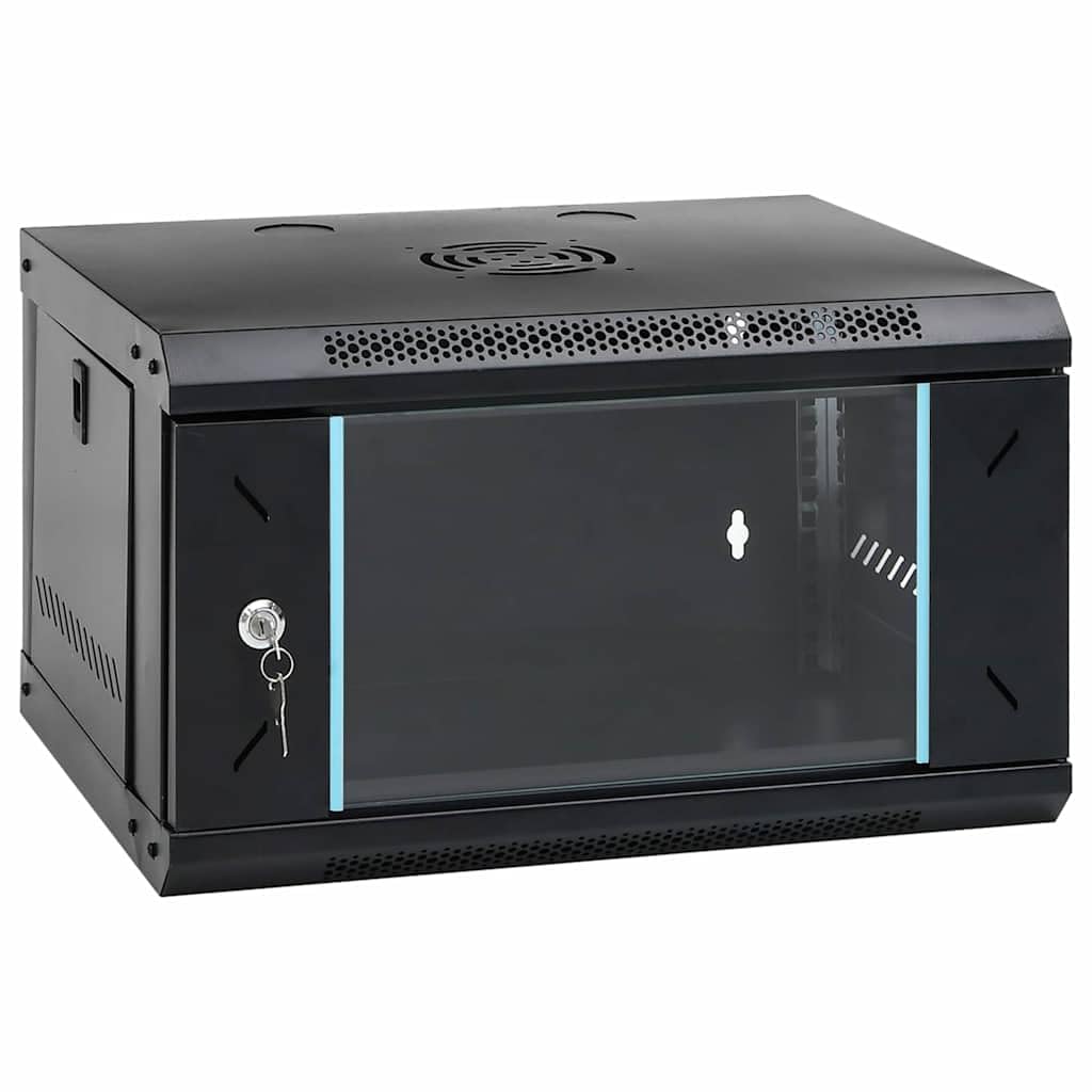 vidaXL Armoire réseau avec Stockage Noir 53 x 45 x 30 cm Acier, Solutions de Rangement Bureau, Armoire Solide, Technologie Murale, Serveur Industriel, Organisateur électronique